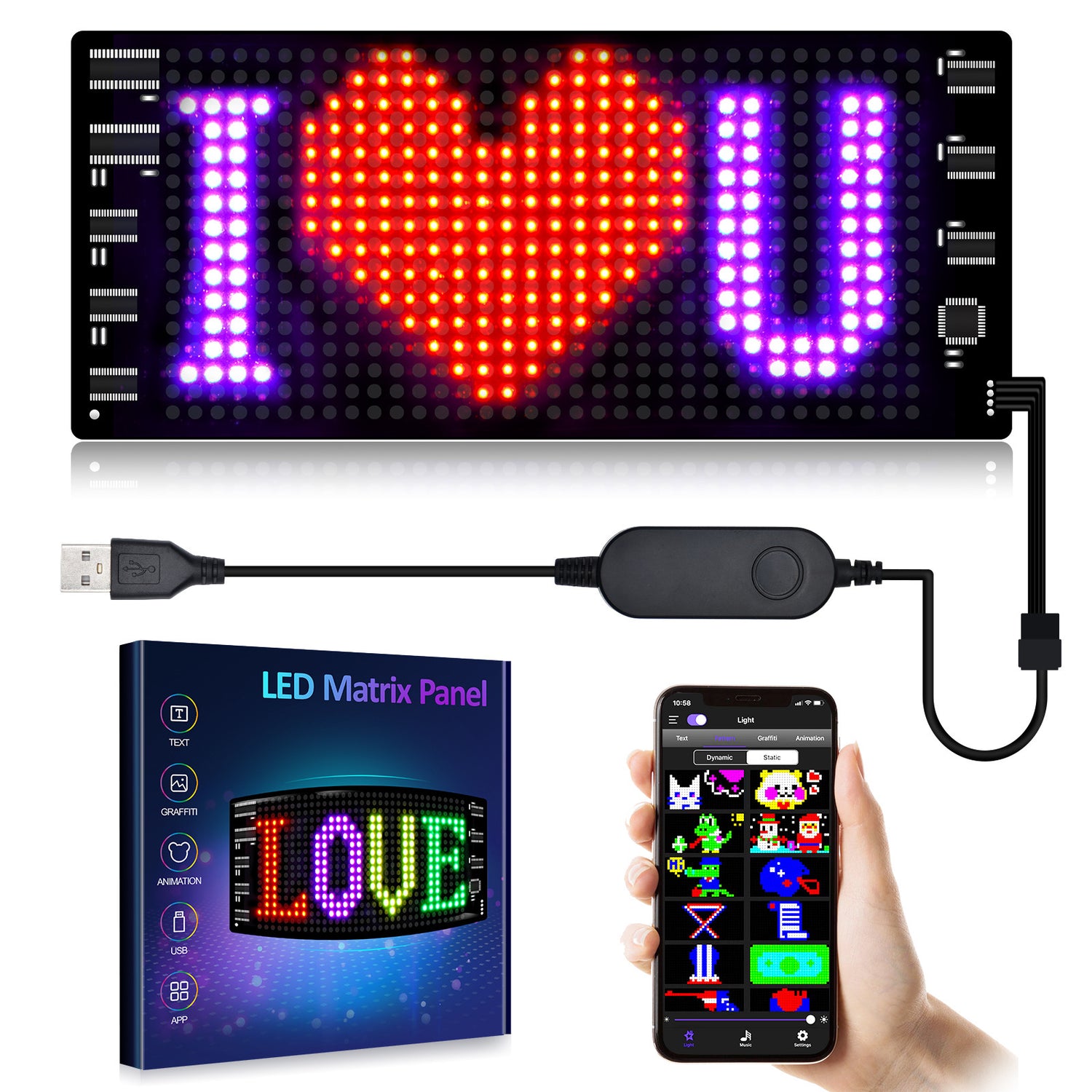 LED Matrix Pixel Panel Sign Car