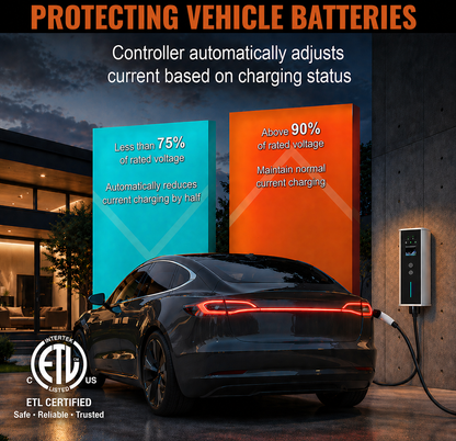 Level 2 Portable EV Charger (40A 240V, 25 Ft Charging Cable NEMA 14-50P Plug) – Fast Home Charging