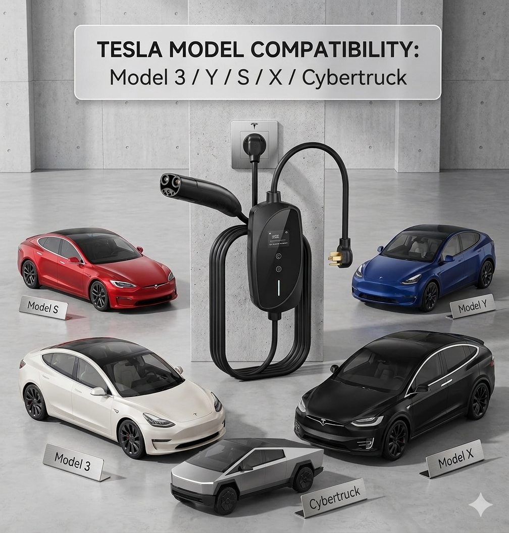 Portable Level 2 EV Charger (40A, 240V, NEMA 14-50P, 25 Ft Cable) - Fast home charging