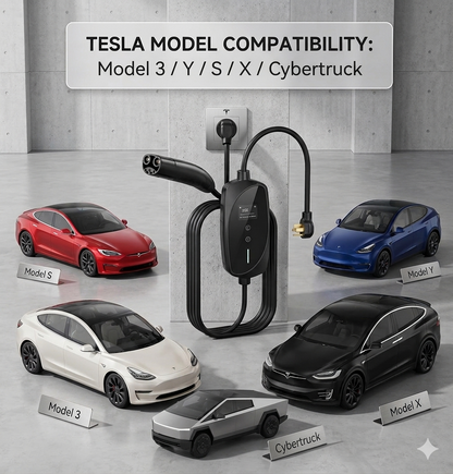 Portable Level 2 EV Charger (40A, 240V, NEMA 14-50P, 25 Ft Cable) - Fast home charging
