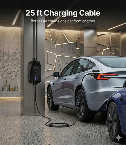 Portable Level 2 EV Charger (40A, 240V, NEMA 14-50P, 25 Ft Cable) - Fast home charging