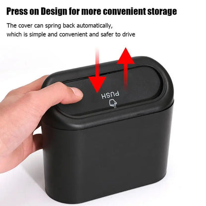 Car Interior Storage Case Trash Bin Push Can