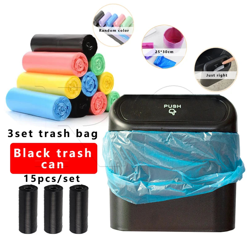 Car Interior Storage Case Trash Bin Push Can