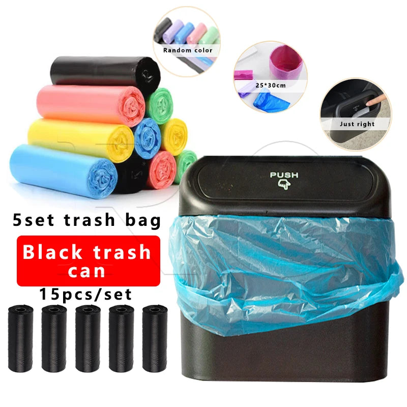 Car Interior Storage Case Trash Bin Push Can