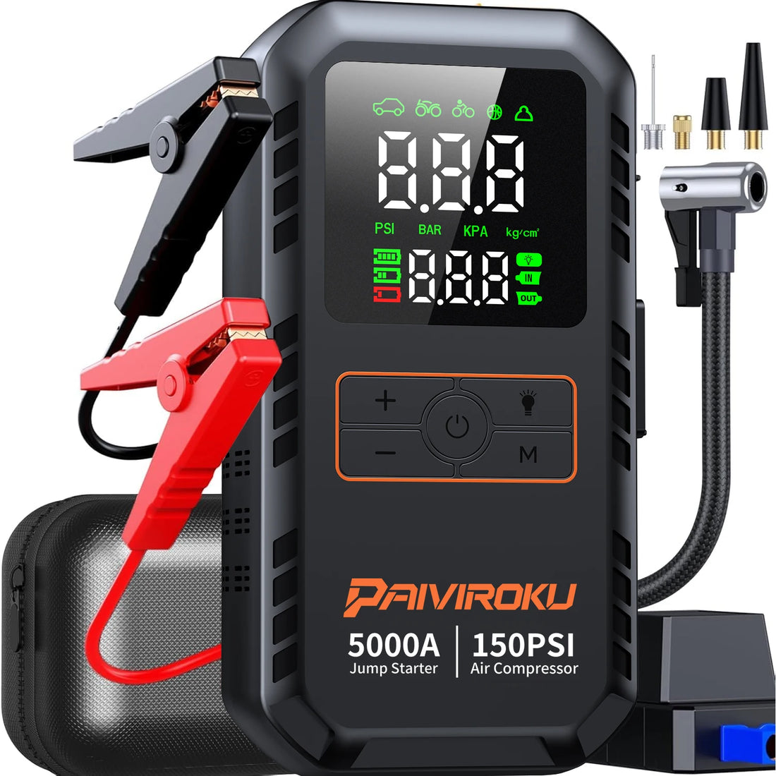 4-IN-1 Car Jump Starter with Air Compressor