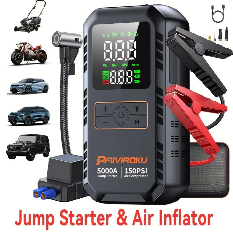 4-IN-1 Car Jump Starter with Air Compressor