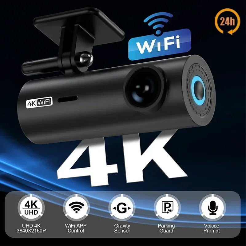 SmartDrive 4K Dash Cam with WiFi, Voice Control & Parking Security